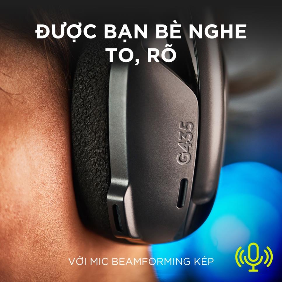 Tai nghe Gaming không dây Logitech G435 Kết nối Bluetooth/ UsbLightspeed - có Mic ảo tích hợp, nhẹ, PC/ Mobile/ PS5