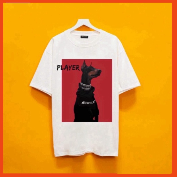 Áo thun hè Chó P.LAYER họa tiết bắt mắt ấn tượng phong cách cực chất dáng U.NISEX nam nữ Giá sinh viên Cò Vạc