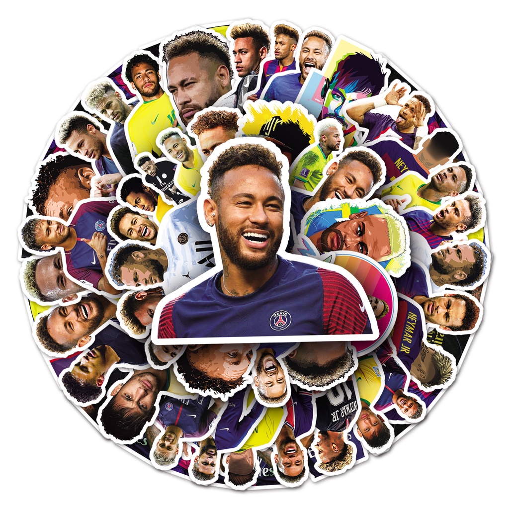 Bộ 50 Miếng Dán Trang Trí Xe Hơi Chống Thấm Nước Hình Quả Bóng Đá Neymar Vui Nhộn DIY