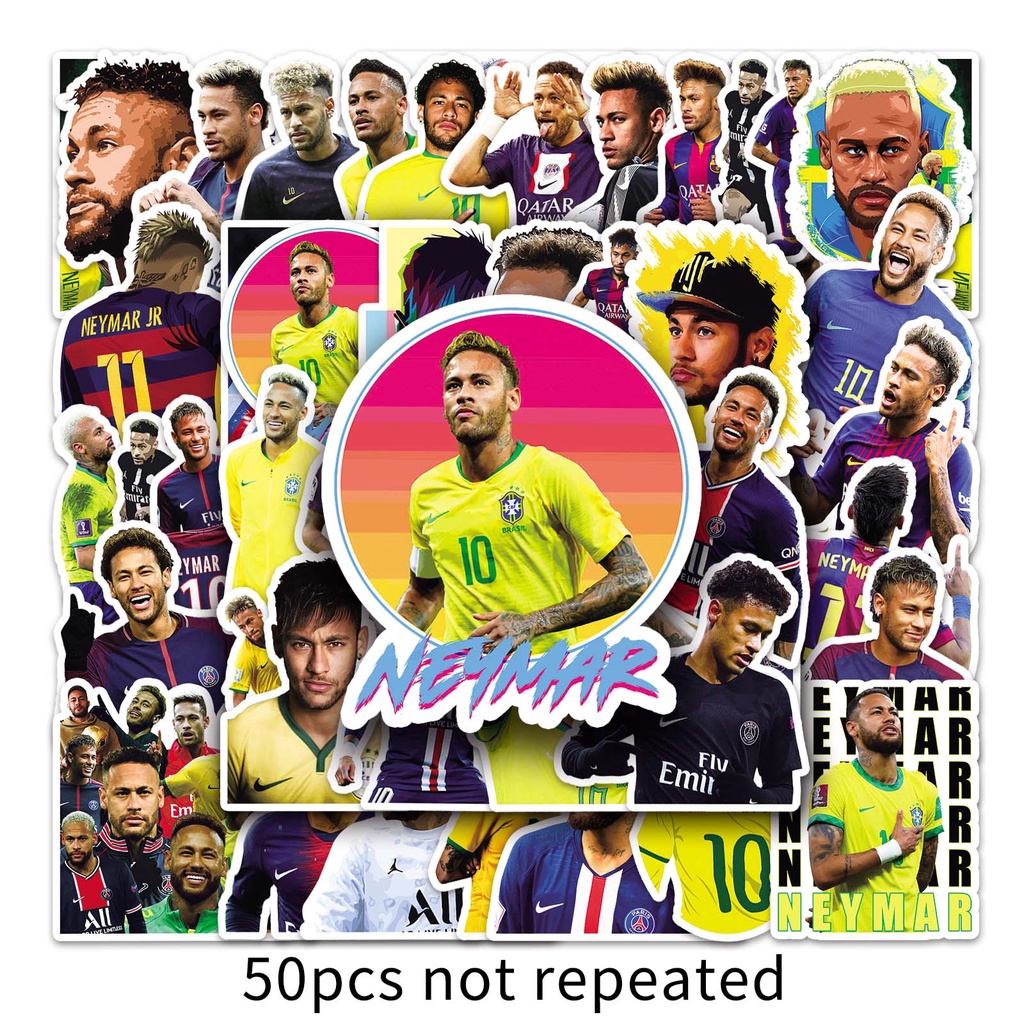 Bộ 50 Miếng Dán Trang Trí Xe Hơi Chống Thấm Nước Hình Quả Bóng Đá Neymar Vui Nhộn DIY