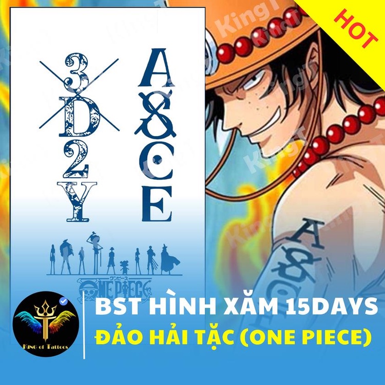 【KingT】Hình xăm 15 ngày cho Fan One Piece full tờ 11x18cm Vua Hải Tặc Luffy mũ rơm - Hình xăm dán 15 ngày CHẤT NHƯ THẬT