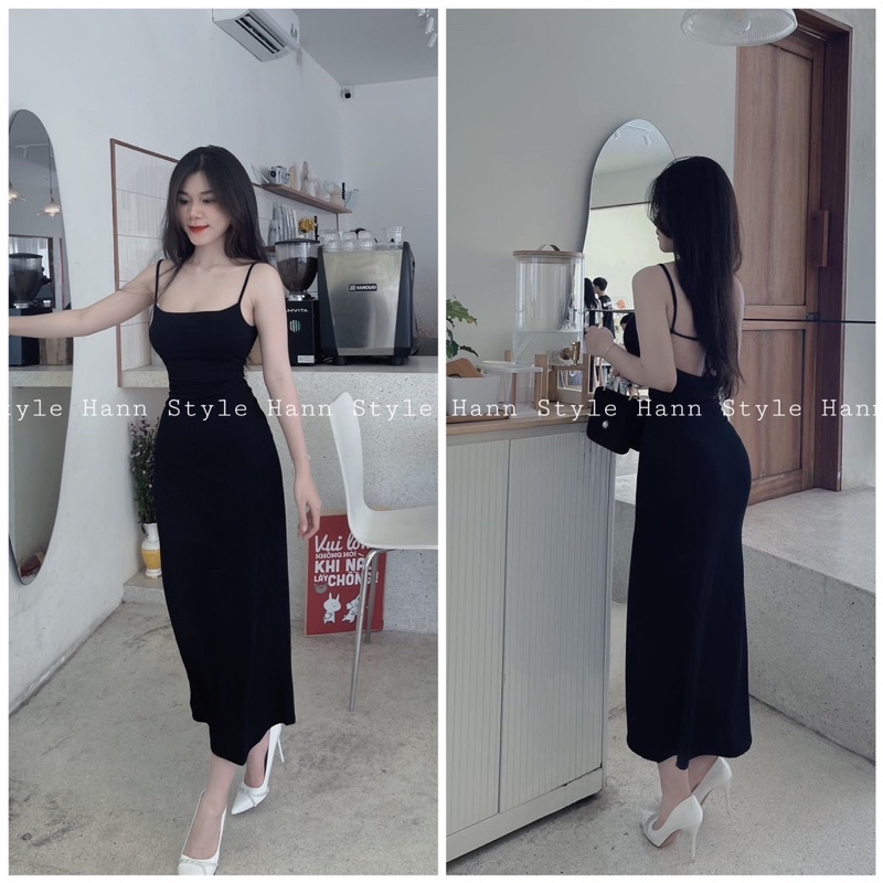 ĐẦM 2 DÂY ĐAN SAU LƯNG DÁNG DÀI