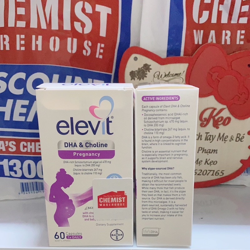 Elevit DHA + Choline Pregnancy 60 Capsules- Viên uống bổ sung DHA cho mẹ bầu 60 viên