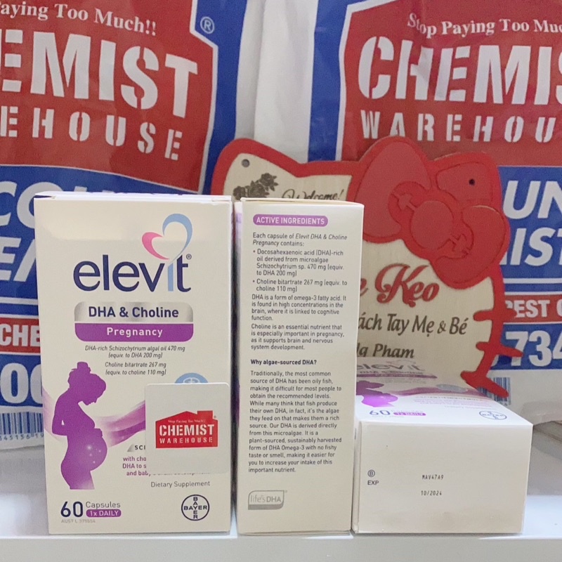 Elevit DHA + Choline Pregnancy 60 Capsules- Viên uống bổ sung DHA cho mẹ bầu 60 viên