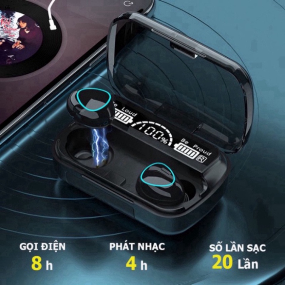Tai nghe Bluetooth M10 bản Pro, pin trâu 3000mah, chống nước, nút cảm ứng screen Led Gaming NHNG