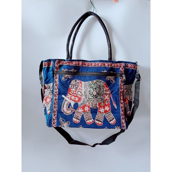Túi đeo thổ cẩm 2 ngăn khoá, túi thổ cẩm 3 quai size to 30*45cm, Túi đựng laptop
