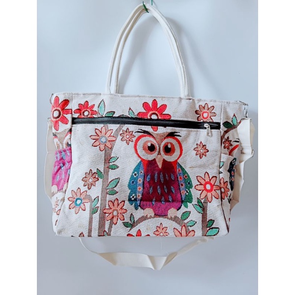 Túi đeo thổ cẩm 2 ngăn khoá, túi thổ cẩm 3 quai size to 30*45cm, Túi đựng laptop