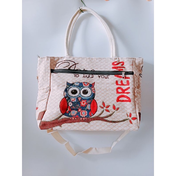Túi đeo thổ cẩm 2 ngăn khoá, túi thổ cẩm 3 quai size to 30*45cm, Túi đựng laptop