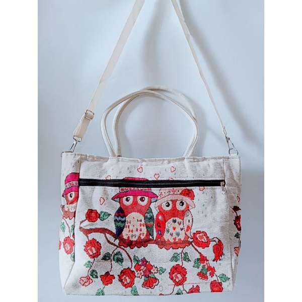 Túi đeo thổ cẩm 2 ngăn khoá, túi thổ cẩm 3 quai size to 30*45cm, Túi đựng laptop