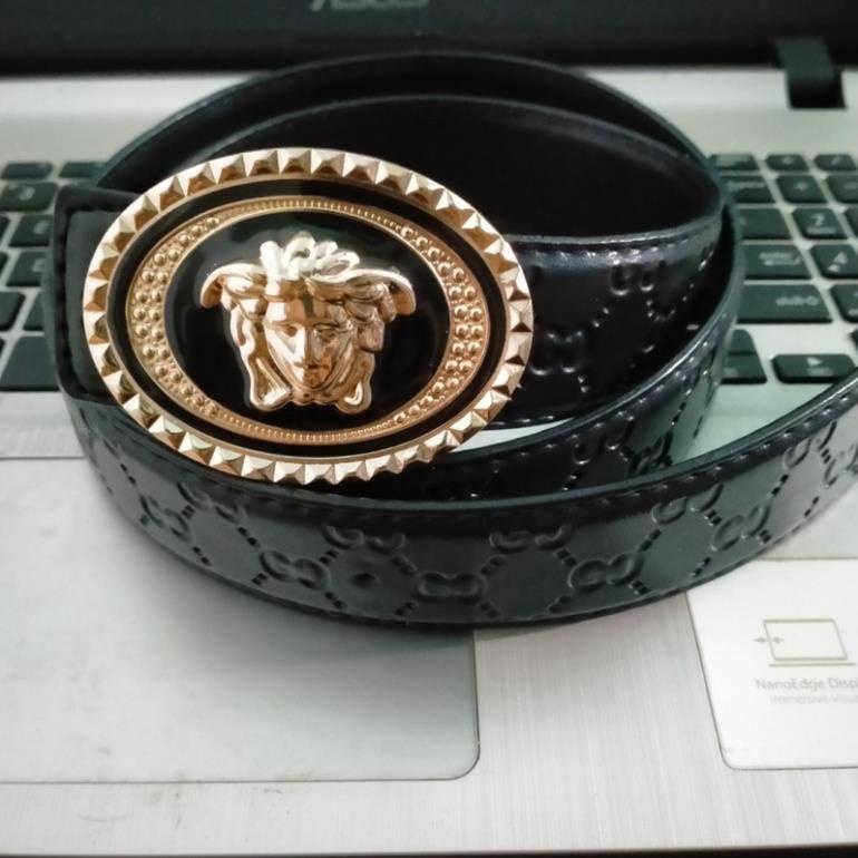 Thắt Lưng Nam - Dây Nịt Nam Mặt Versace Da Tổng Hợp PVC Màu Đen HOT TREND 2023 - Rẻ Vô Địch