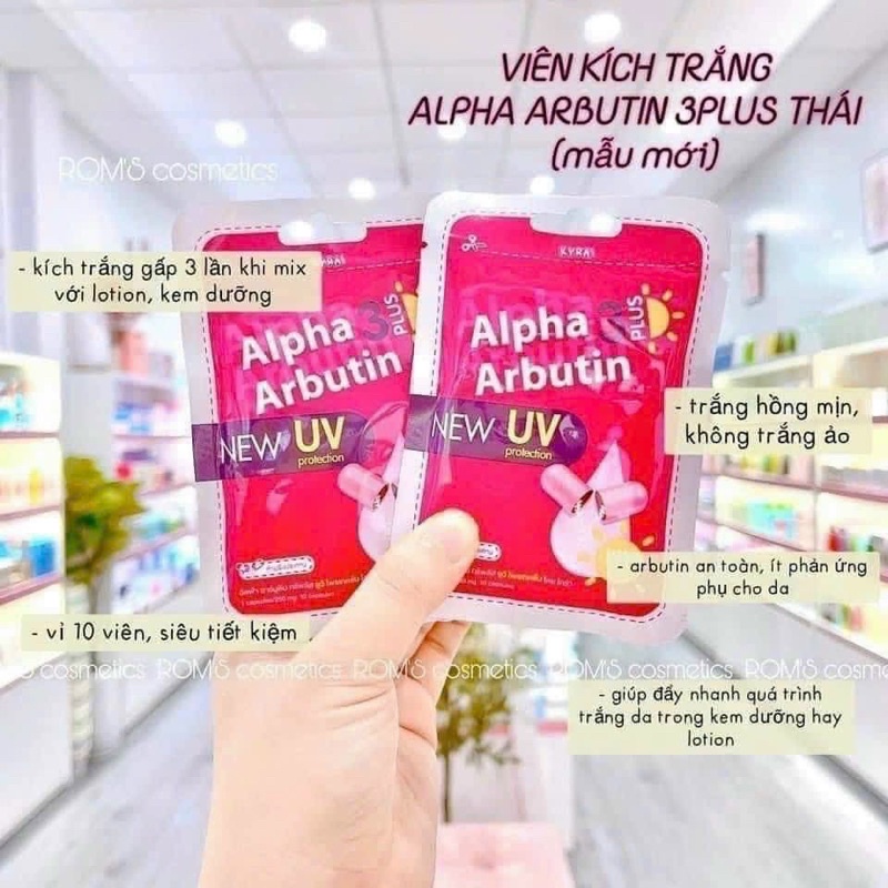 Viên kích trắng chống nắng Alpha Arbutin Thái Lan vỉ 10v