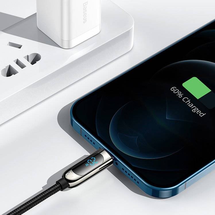 Cáp sạc nhanh 20W Baseus Dây hiển thị Led báo công suất sạc an toàn cho máy iPhone 13 14 11 12Promax