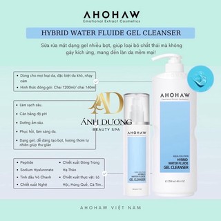 Gel rửa mặt, sữa rửa mặt Ahohaw Hybrid Water Fluide Gel Cleanser