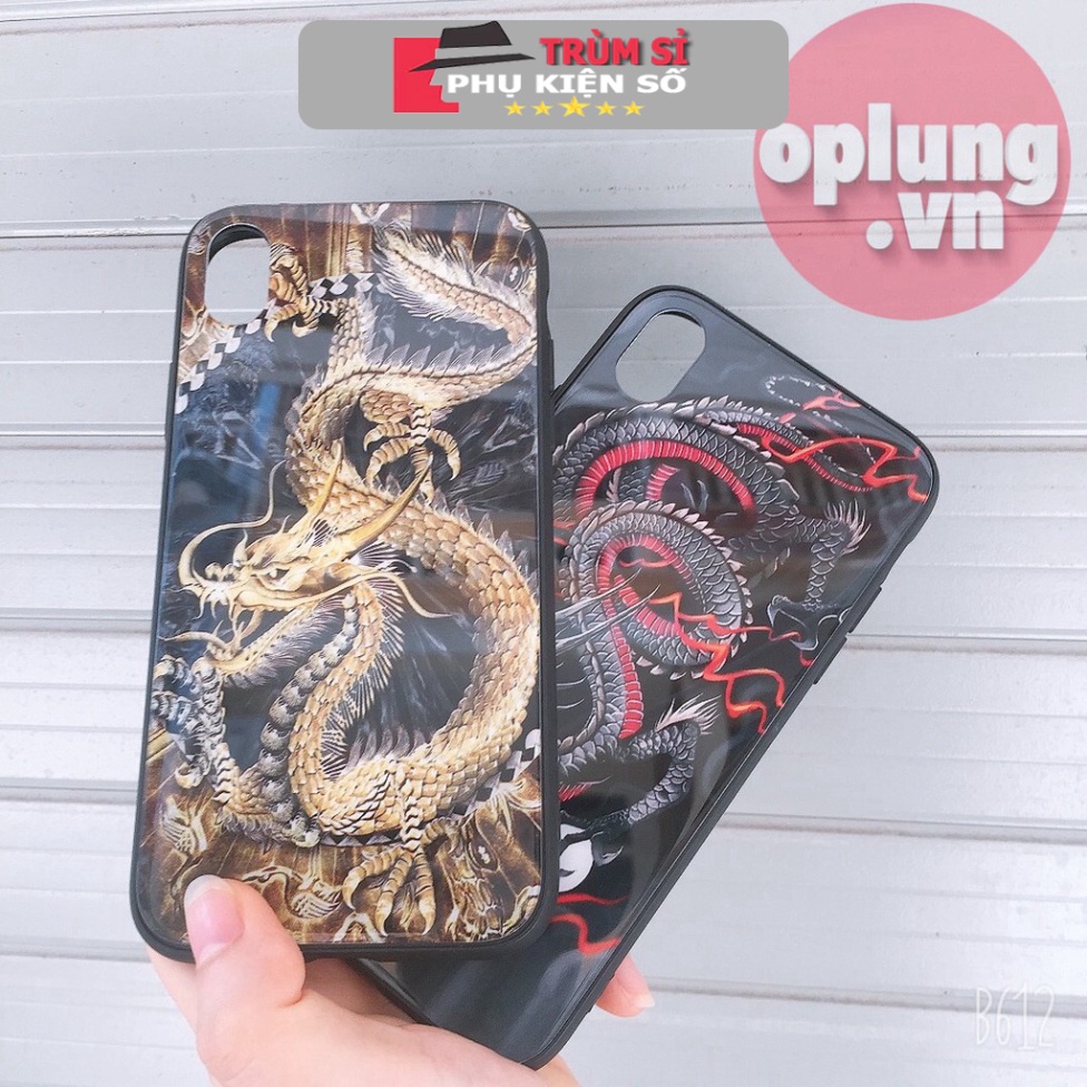 Ốp lưng mặt kính iPhone - ốp Rồng Vàng mặt kính cực ngầu - ốp kính cường lực cho iPhone 6 7 8 x xsmax 11 pro max k220 TS