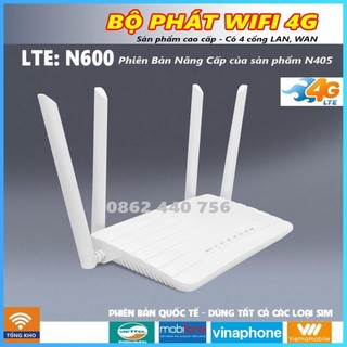 Cục phát wifi từ sim 4g, bộ phát wifi 4g cpe n600 4 cổng wan/lan, 4 ăngten siêu khỏe, hàng cao cấp