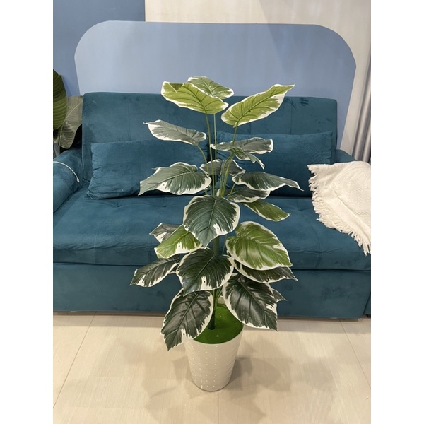Cây giả, Cây lá rùa monstera cao 1M decor trang trí nhà cửa, homestay, nhà hàng