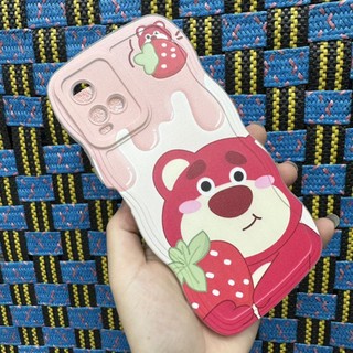 Case ốp lưng Vivo Y21 Y21S dẻo gấu dâu lotso siêu dễ thương viền lượn sóng bảo vệ camera