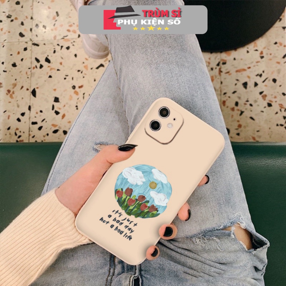 Ốp lưng iphone mềm viền vuông khung hoa tulip tròn tiếng anh 14 13 12 11 Pro Max SE 2020 X XR XS 8 7 6 Plus e4696 TSPKS3