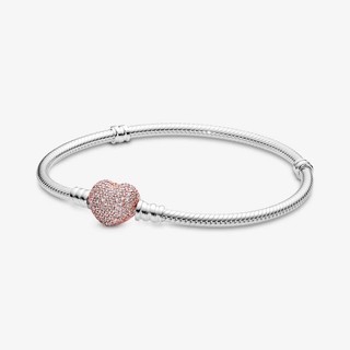 Vòng mềm Pan với khoá trái tim đính đá Cubic