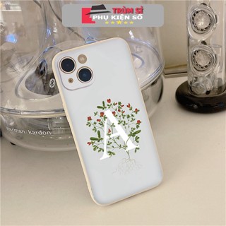 Ốp lưng iphone mềm viền vuông CHữ A lồng khóm hoa đỏ đẹp 14 13 12 11 Pro Max SE 2020 X XR XS 8 7 6 Plus e5645 TSPKS30