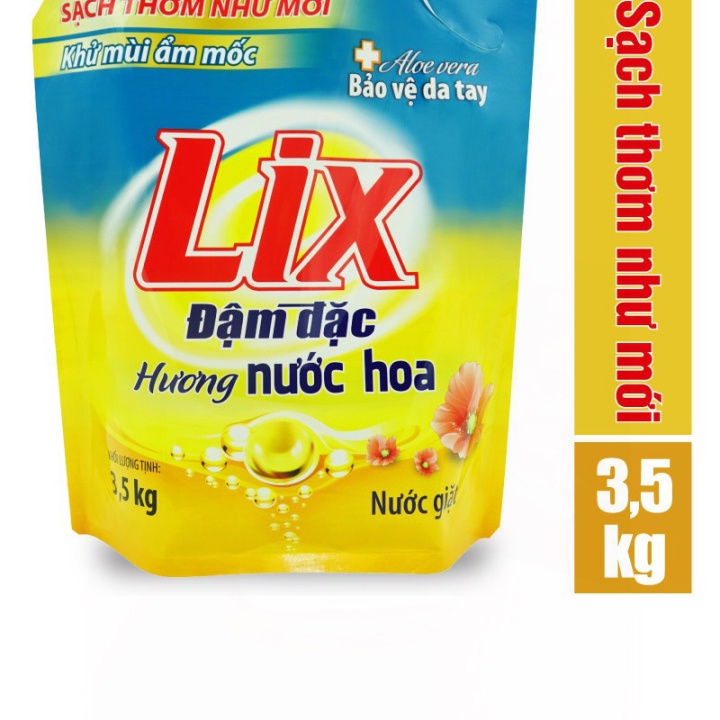 (SALE SL ÍT) Nước giặt Lix hương nước hoa túi 3.5kg sạch thơm như mới khử mùi nấm mốc NGH07 nước giặt bảo vệ da tay - Li