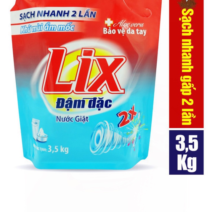 (SALE SL ÍT) Nước giặt Lix đậm đặc hương hoa túi 3.5kg làm sạch cực nhanh vết bẩn NG350 tăng gấp đôi sức mạnh giặt tẩy q