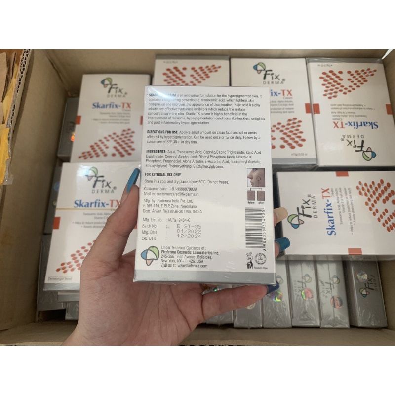 KEM TRẮNG DA, MỜ THÂM, GIẢM NÁM FIXDERMA SKARFIX - TX CREAM 15GRAM