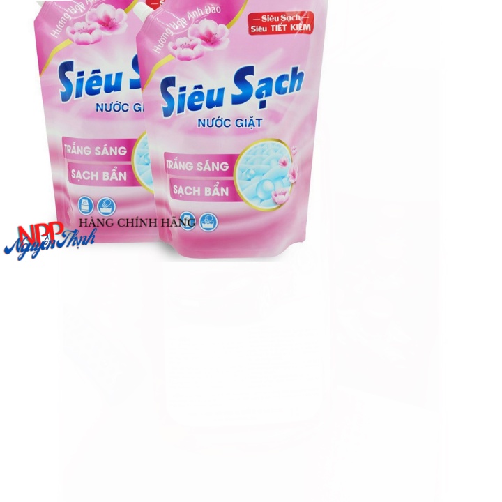 Combo 2 Túi Nước Giặt Lix Siêu Sạch Hương Hoa Anh Đào (2 Túi x 2.4Kg)- Tẩy Sạch Vết Bẩn Cực Mạnh
