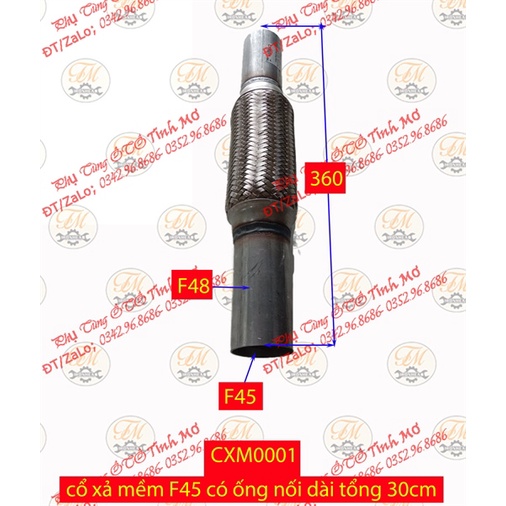 cổ xả mềm F45 có ống nối dài tổng 30cm