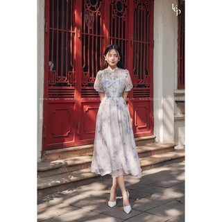 Rập giấy thiết kế, Rập giấy đầm vây nữ cổ tàu,tay phồng, tùng xoè hãng lep, Rập giấy A0 cắt sẵn