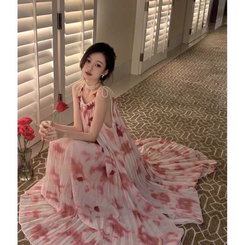 Váy/Đầm maxi đi biển loang màu