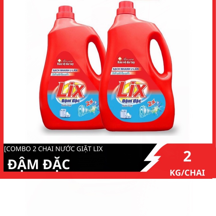 COMBO 2 Nước Giặt LIX Đậm Đặc hương hoa 2Kgx2 - Tẩy sạch cực mạnh vết bẩn