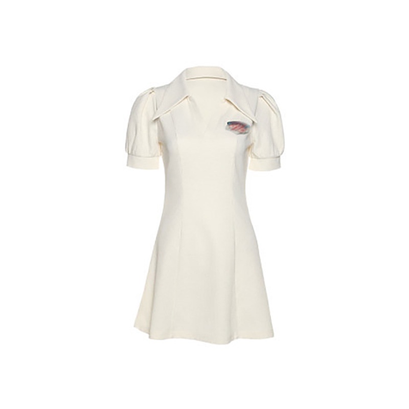 Đầm Chữ A Tay Ngắn Phồng Cổ Bẻ Thời Trang Mùa Hè Hàn Quốc Mới 2023