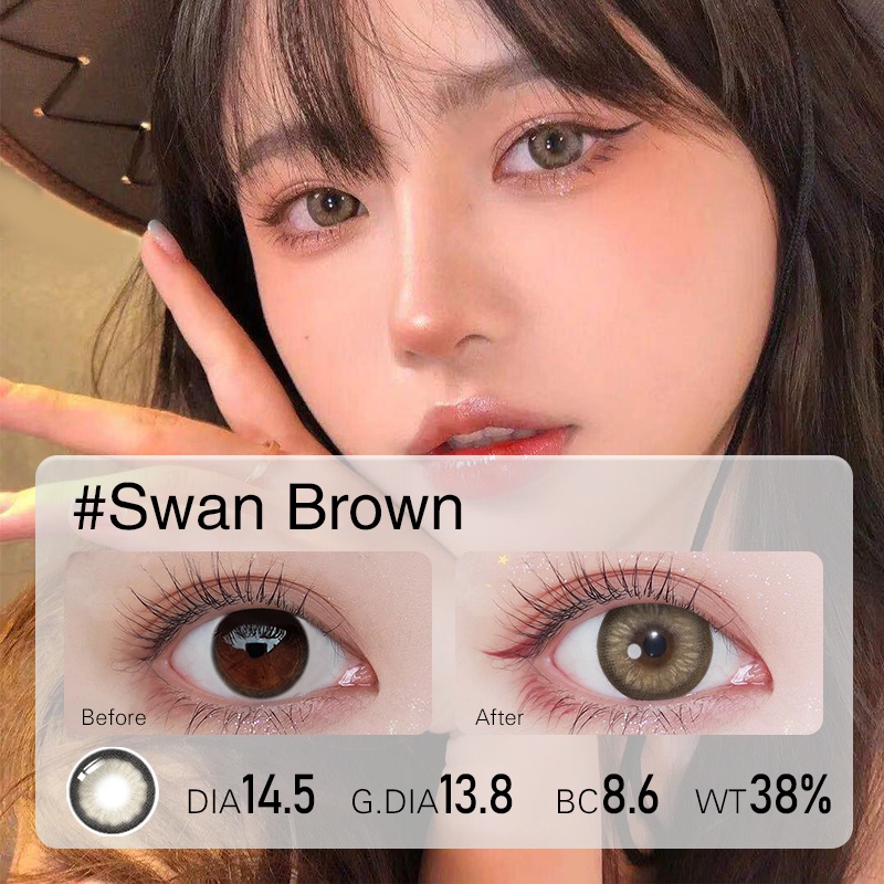 O2Girl lens cận Flagship shop  2 miếng màu  nữ14.5mm Màu nâu kính cận tiếp xúc cosplay anime kích thước đường kính trang điểm làm đẹp sản phẩm lens