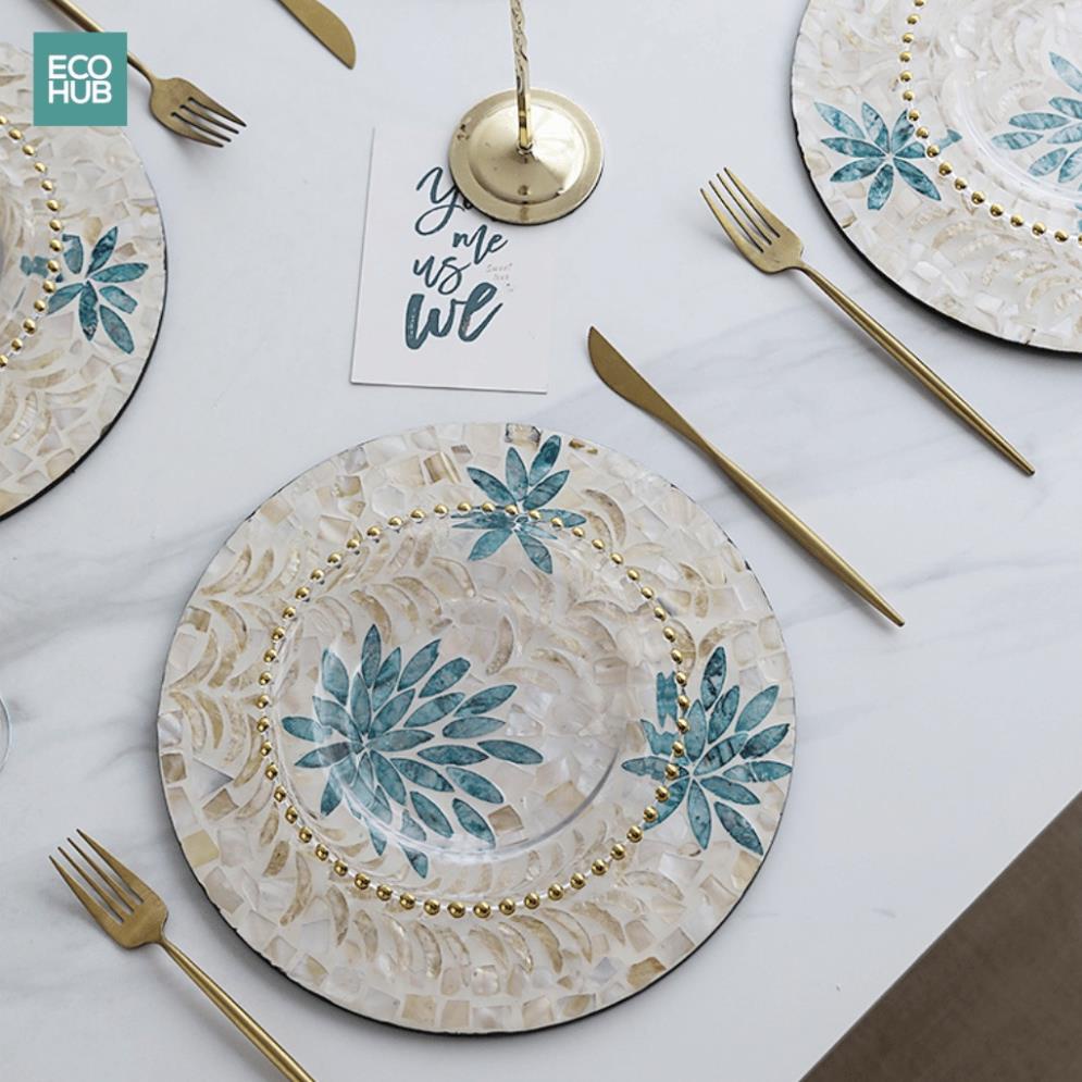 Đĩa khảm trai hình tròn D30xH0.5cm (giao hình ngẫu nhiên) trang trí tiệc, decor phòng khách