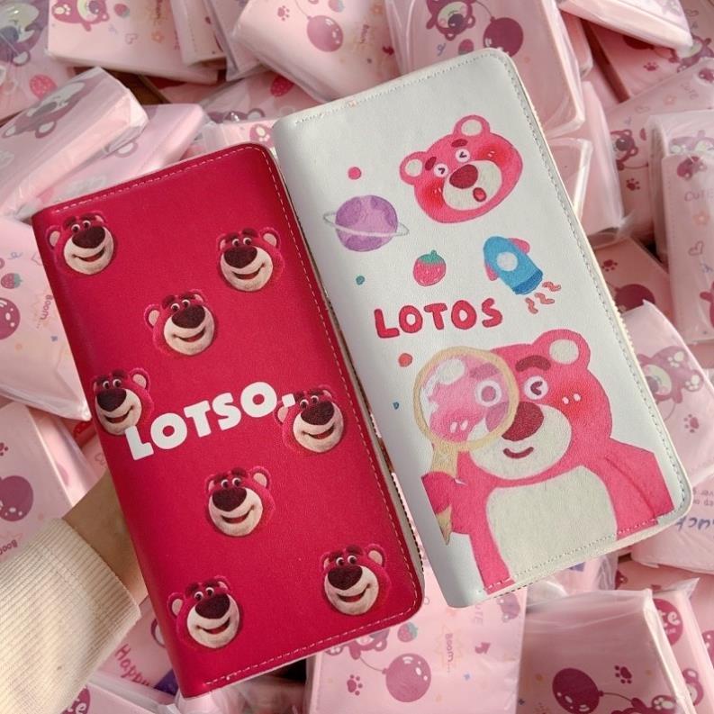 Ví Dài Cầm Tay Họa Tiết Gấu Dâu Tây Dễ Thương Nhiều Ngăn Siêu Hot