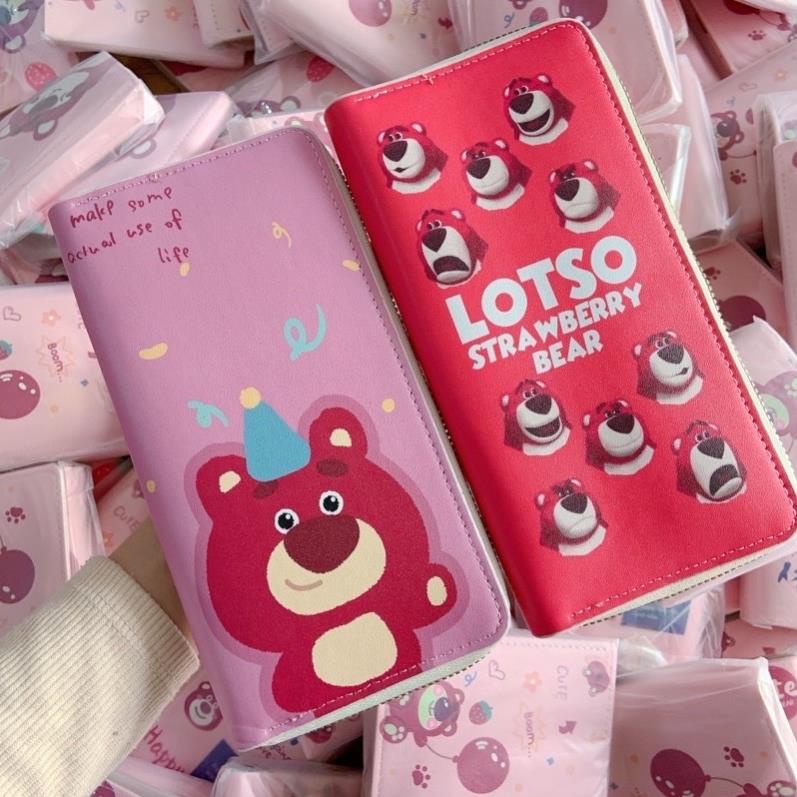 Ví Dài Cầm Tay Họa Tiết Gấu Dâu Tây Dễ Thương Nhiều Ngăn Siêu Hot