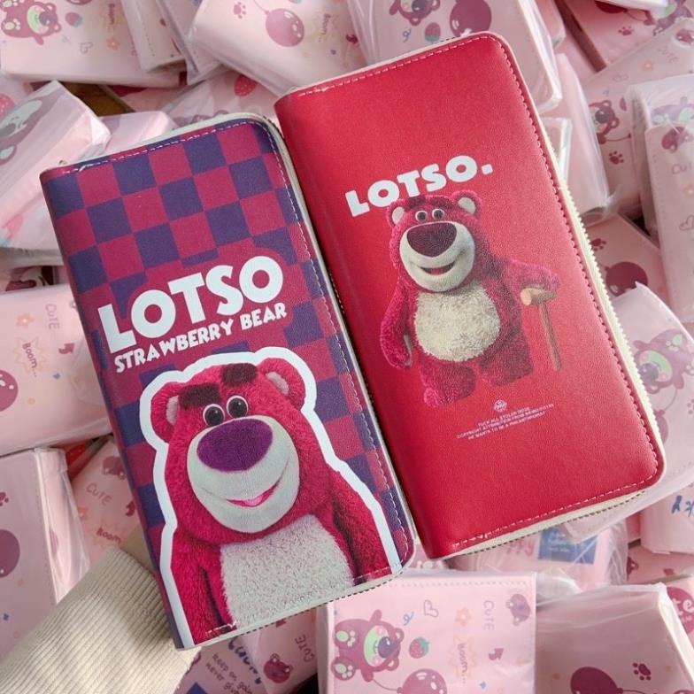 Ví Dài Cầm Tay Họa Tiết Gấu Dâu Tây Dễ Thương Nhiều Ngăn Siêu Hot