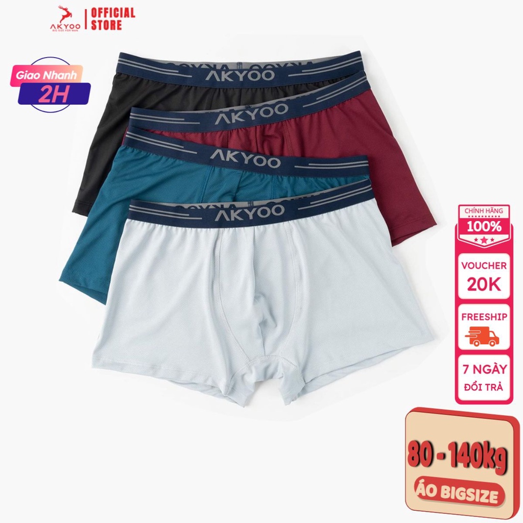 Quần Lót Nam Boxer Bigsize Size XL Đến 6XL AKYOO ,Mỏng Nhẹ Co Giãn Thoải Mái Thông Thoáng - SIP1910
