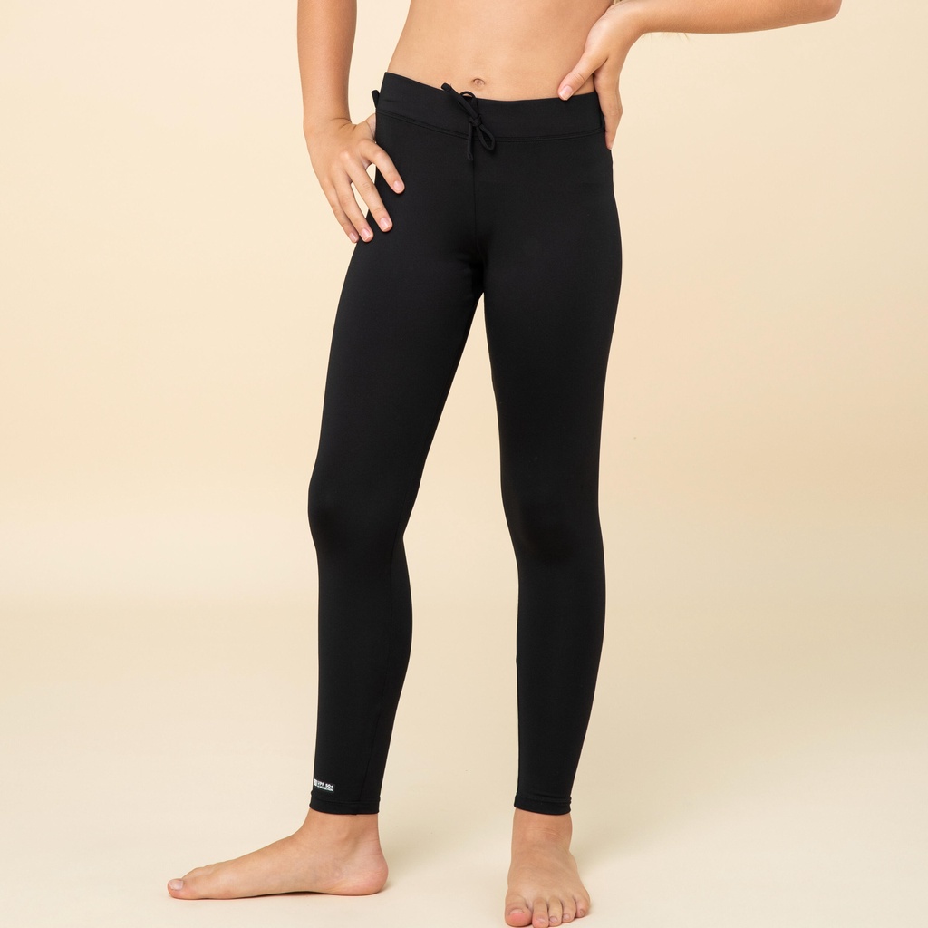Quần legging lướt sóng chống tia UV 500 trẻ em Đen DECATHLON OLAIAN