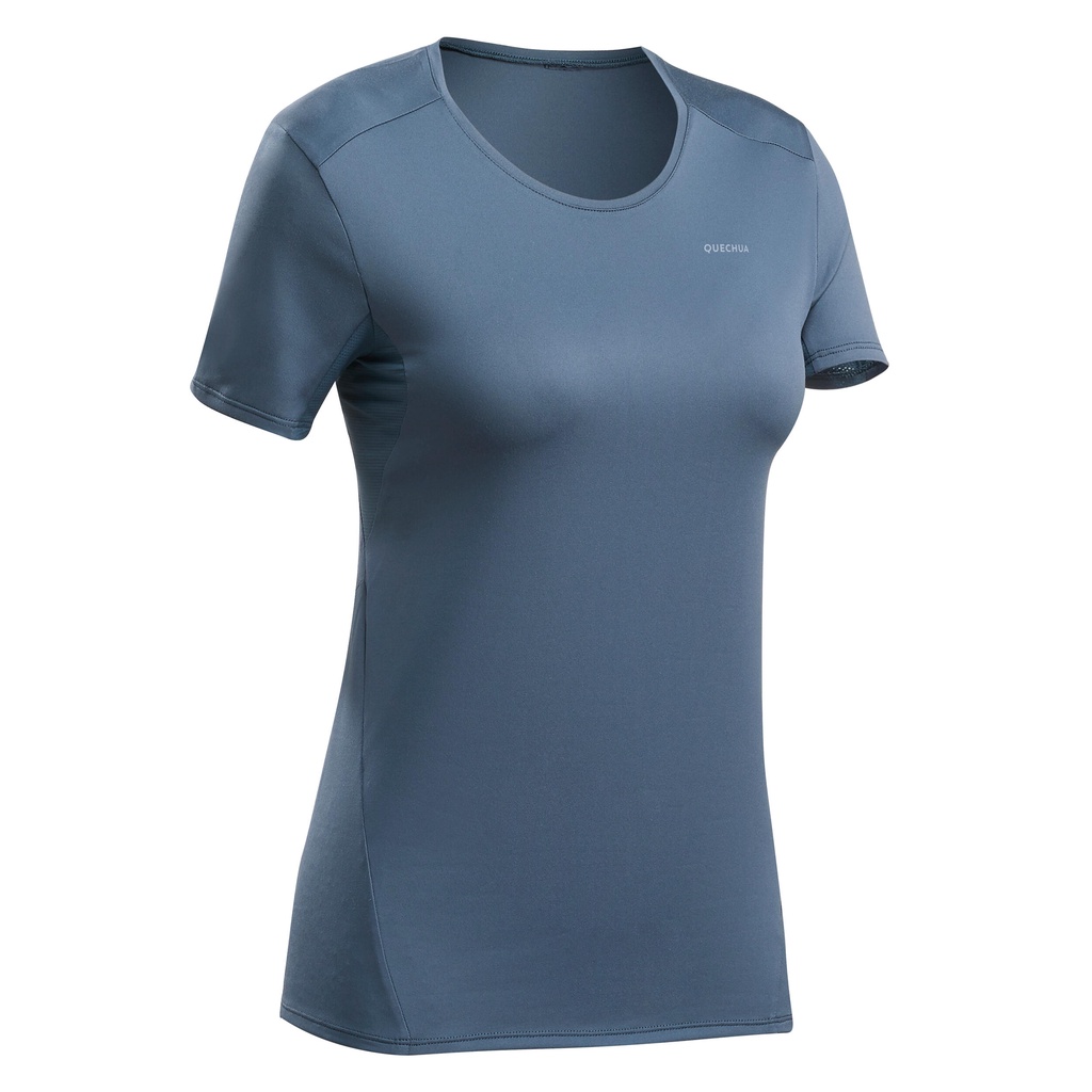 Áo thun leo núi dã ngoại MH100 cho nữ Xám xanh DECATHLON QUECHUA mã 8612421