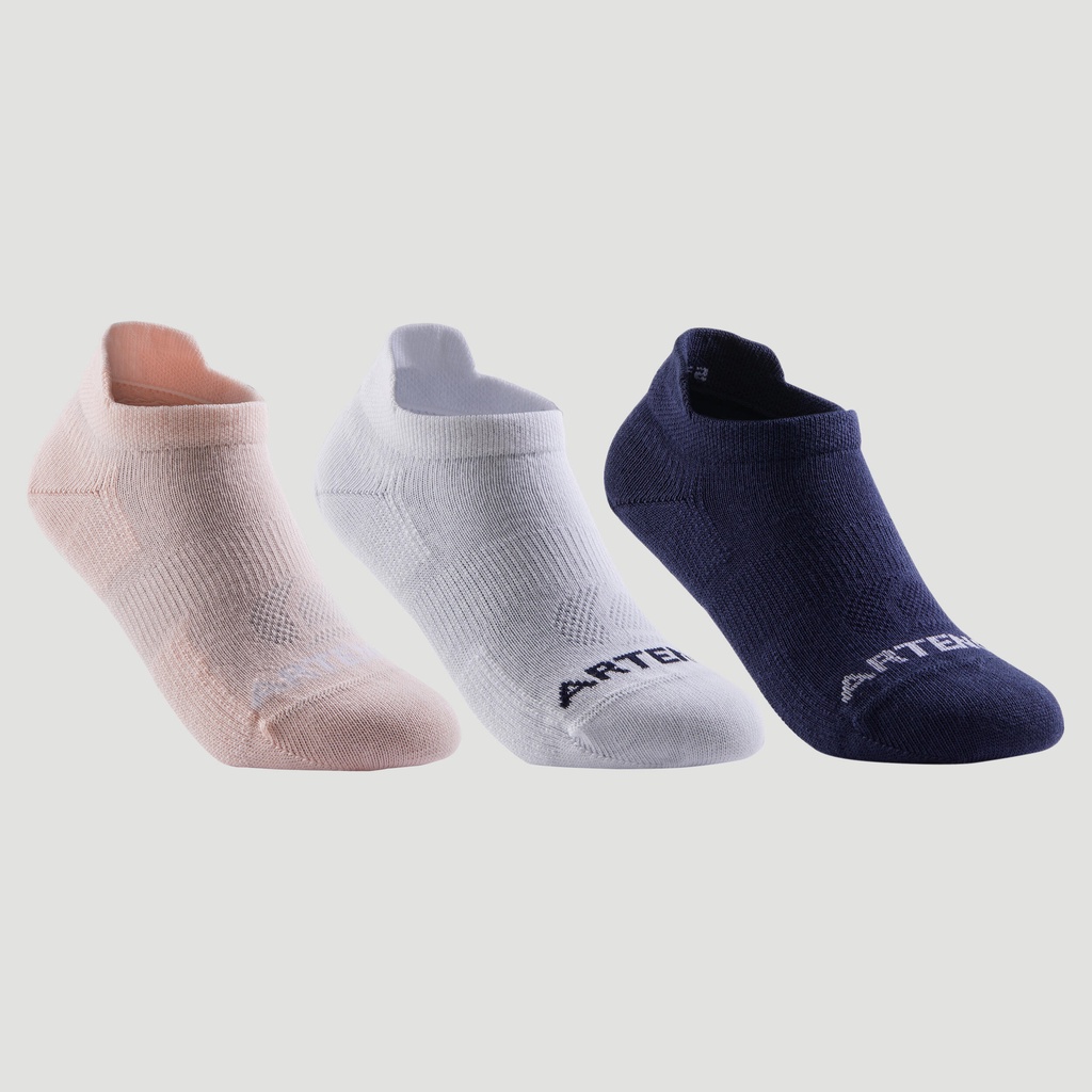 Tất vớ chơi tennis cổ thấp RS 160 Tri-Pack Hồng/Trắng/Xanh Navy Gói 3 đôi DECATHLON ARTENGO mã 8576263