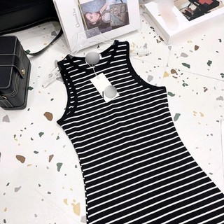 Váy cotton 3 lỗ kẻ ngang