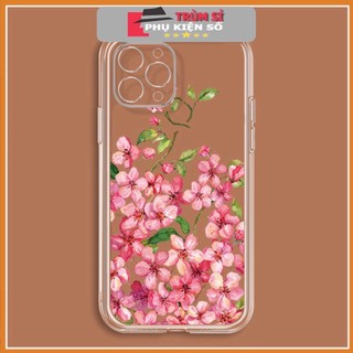 Ốp Điện Thoại hoa hồng 5 canh dễ thương Chống Sốc iPhone 14 13 12 11 Pro Promax 6 6S 7 8 Plus X XR XSMax SE u718 TSPKS30