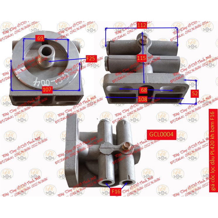 giá cốc lọc dầu PL420 kh bơm F16