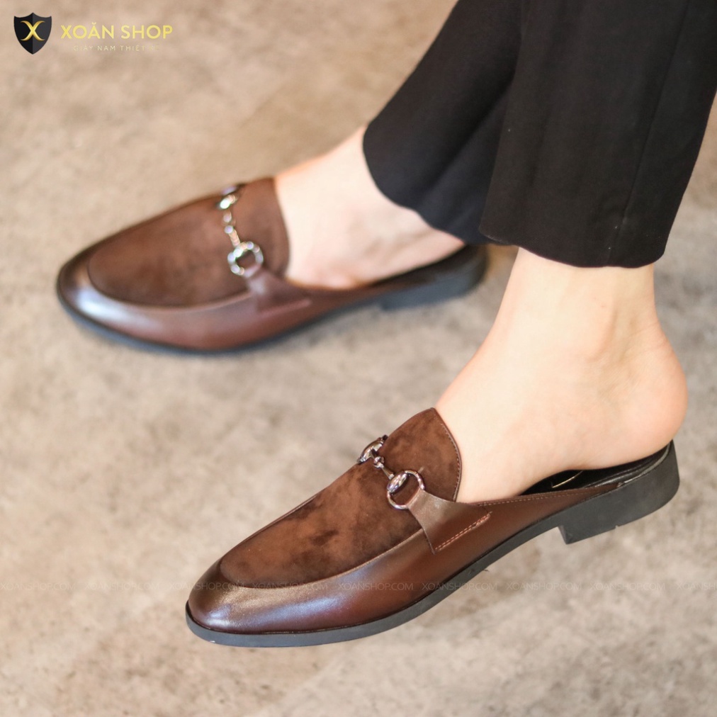 Giày Sục Nam  Da Bò thời thượng Mu Mặt Da Lộn - Mã S001