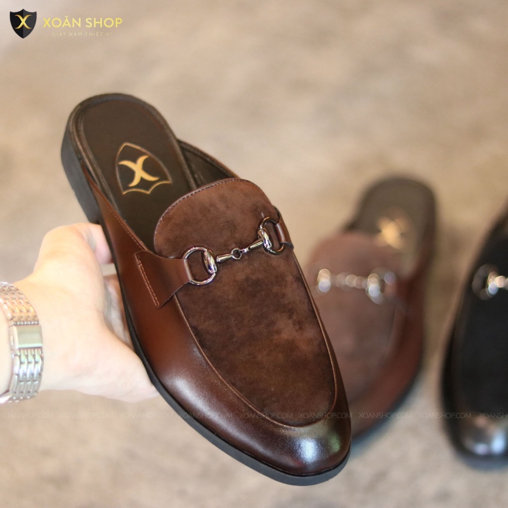 Giày Sục Nam  Da Bò thời thượng Mu Mặt Da Lộn - Mã S001