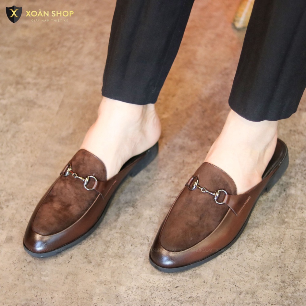 Giày Sục Nam  Da Bò thời thượng Mu Mặt Da Lộn - Mã S001