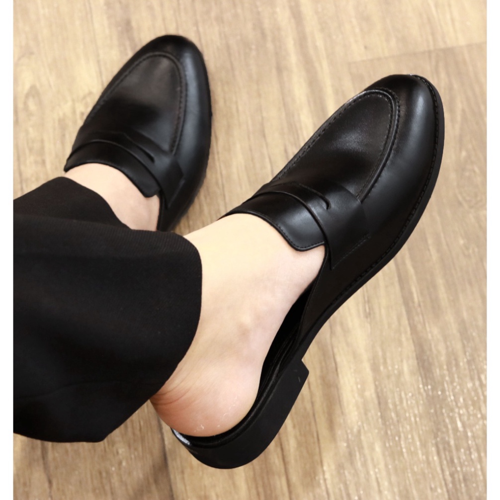 Giày Sục Nam Đơn Giản Đai Khoét  Da Bò Cao Cấp Phong Cách Hàn Quốc-Mã S008