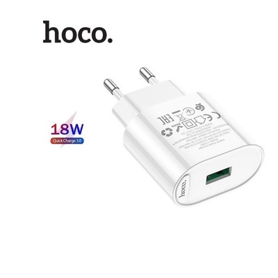 Củ sạc Hoco C109A sạc nhanh PD18W QC3.0 chân tròn EU 1 cổng USB chất liệu PC cao cấp